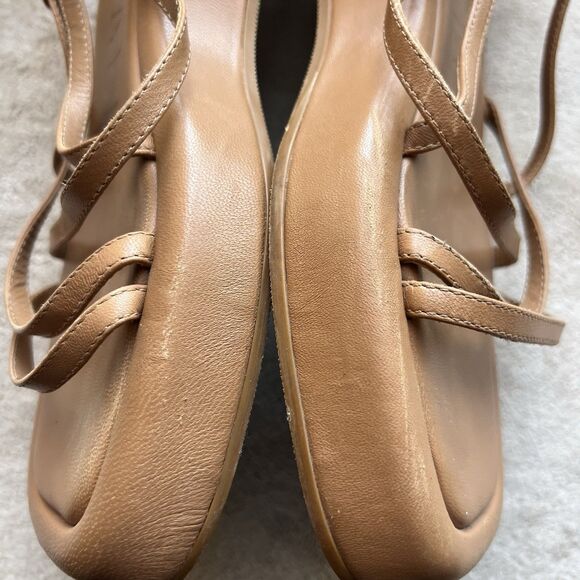 Loeffler Randall Beau Dark Sand Wrap Platform Sandals Women 7 Ankle Strap Laces - Picture 6 of 11